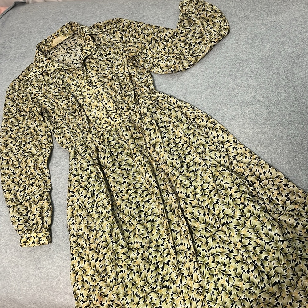 Vintage Secretary Midi Dress Womens Size 4 Grunge Modest Office 70s 80s